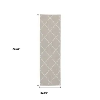 2' X 3' Gray And Ivory Indoor Outdoor Runner Rug