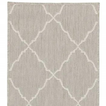 2' X 3' Gray And Ivory Indoor Outdoor Runner Rug