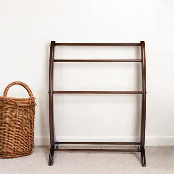 36" Deep Cherry Brown Wood Blanket Stand