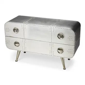 43" Silver Metal Two Drawer Chest
