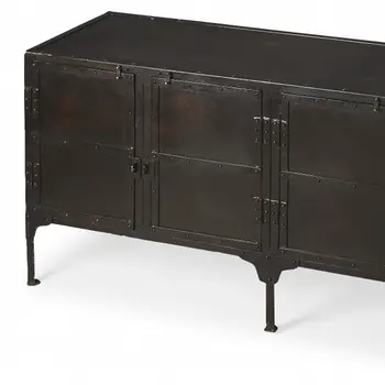 62" Black Iron Sideboard Console Cabinet