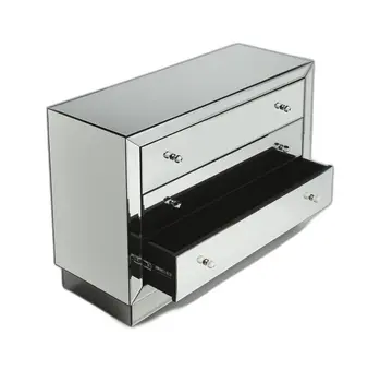 42" Clear Glass Three Drawer Dresser