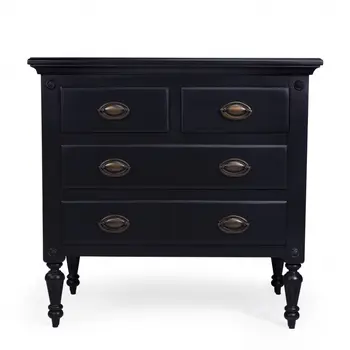 32" Black Solid Wood Four Drawer Gentlemans Chest