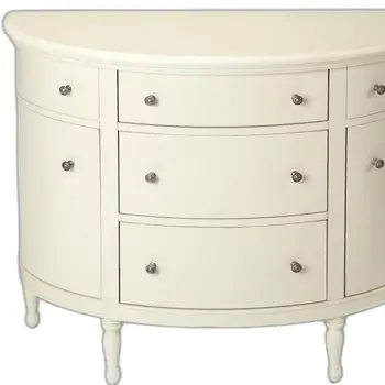 41" White Solid Wood Five Drawer Sideboard with Two Doors