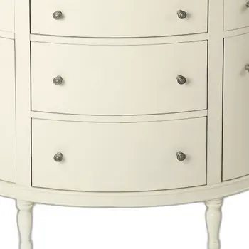 41" White Solid Wood Five Drawer Sideboard with Two Doors