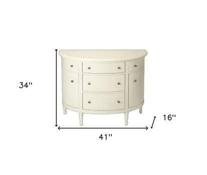 41" White Solid Wood Five Drawer Sideboard with Two Doors