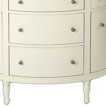 41" White Solid Wood Five Drawer Sideboard with Two Doors