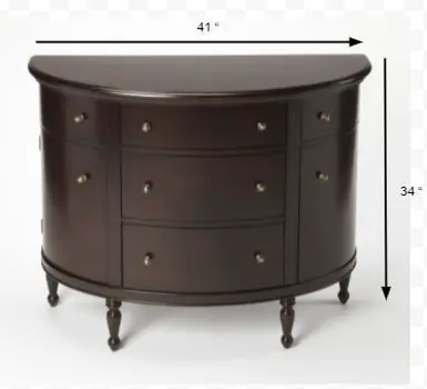 41" Dark Brown Solid Wood Five Drawer Sideboard
