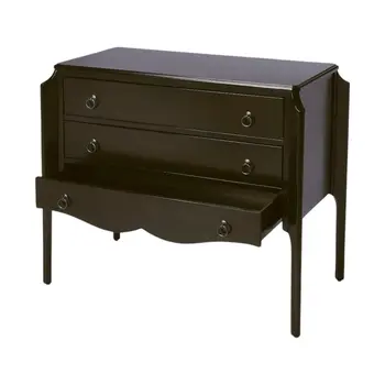 34" Dark Brown Solid Wood Three Drawer Dresser