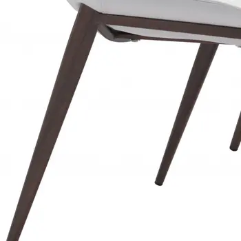 Set of Two White and Brown Upholstered Faux Leather Dining Side Chairs