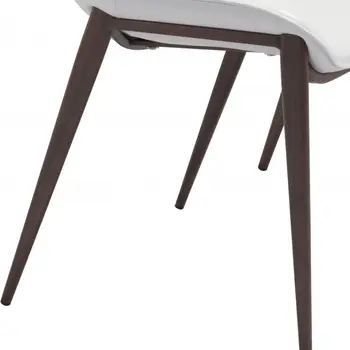 Set of Two White and Brown Upholstered Faux Leather Dining Side Chairs