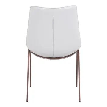 Set of Two White and Brown Upholstered Faux Leather Dining Side Chairs