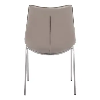 Set of Two Gray And Silver Upholstered Faux Leather Dining Side Chairs