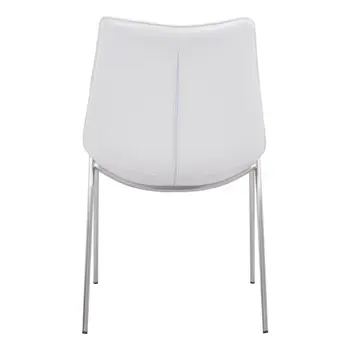 Set of Two White And Silver Upholstered Faux Leather Open Back Dining Side Chairs