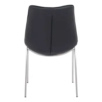 Set of Two Black and Silver Upholstered Faux Leather Dining Side Chairs