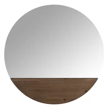 24" Brown Round Unframed Accent Mirror