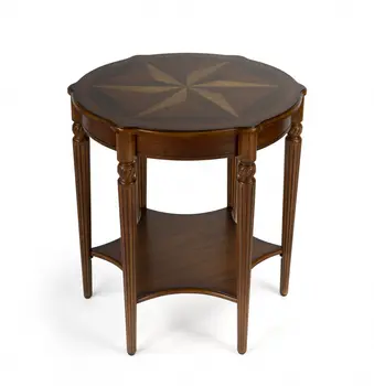 28" Brown Wood Round Coffee Table With Shelf