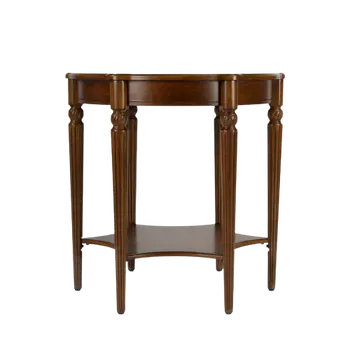 28" Brown Wood Round Coffee Table With Shelf