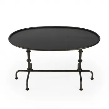 38" Silver Aluminum Oval Coffee Table