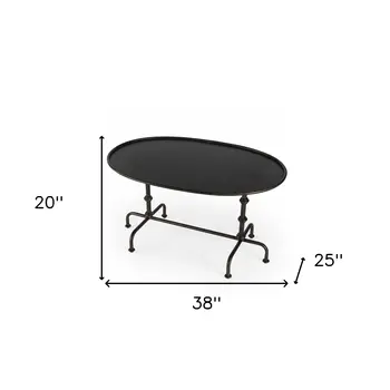 38" Silver Aluminum Oval Coffee Table