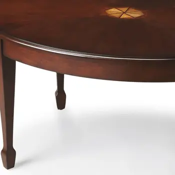 38" Brown and Dark Brown Wood Oval Coffee Table