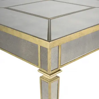 36" Brown and Silver Wood Coffee Table