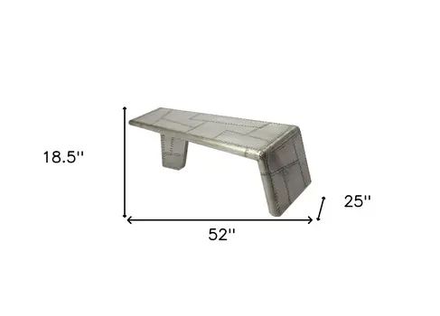 52" Gray Aluminum and Metal Frame Coffee Table
