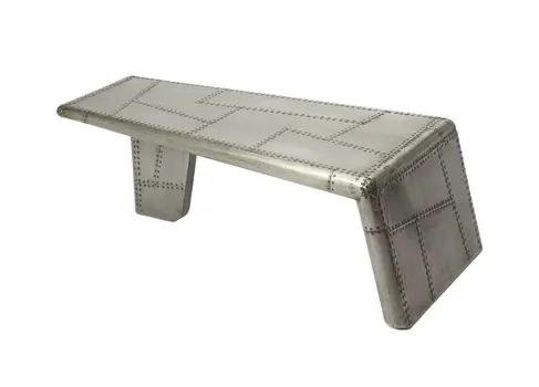 52" Gray Aluminum and Metal Frame Coffee Table