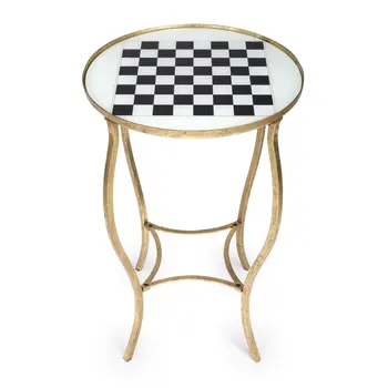 19" White and Gold Glass and Metal Round Coffee Table