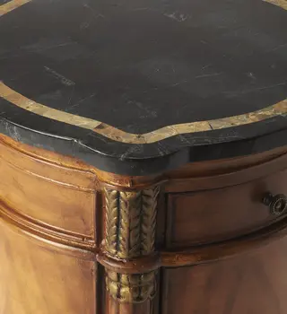 20" Black and Brown Stone and Wood Free Form Coffee Table With Drawer