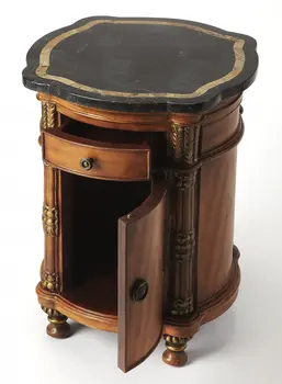 20" Black and Brown Stone and Wood Free Form Coffee Table With Drawer