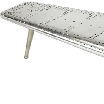 60" Silver Aluminum and Metal Coffee Table