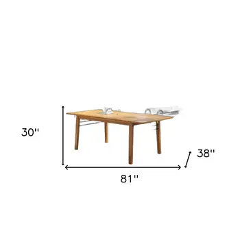 81" Brown Solid Wood Outdoor Dining Table with Umbrella Hole