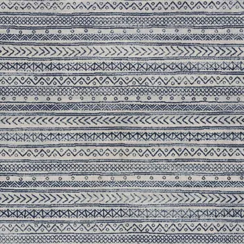 5' X 8' Navy Blue Decorative Stripes Area Rug
