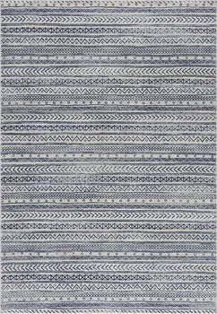 5' X 8' Navy Blue Decorative Stripes Area Rug