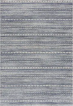 8' X 11' Navy Blue Decorative Stripes Area Rug