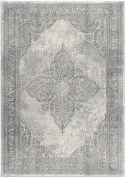 2' X 5' Gray Distressed Medallion Area Rug