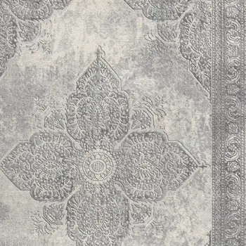 2' X 5' Gray Distressed Medallion Area Rug