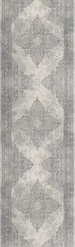 2' X 8' Gray Distressed Medallion Runner Rug