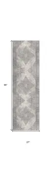 2' X 8' Gray Distressed Medallion Runner Rug