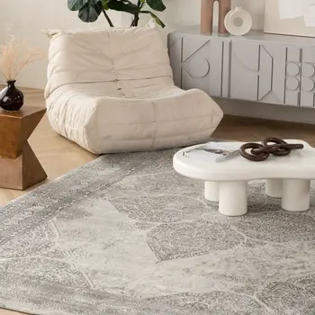 5' X 8' Gray Distressed Medallion Area Rug