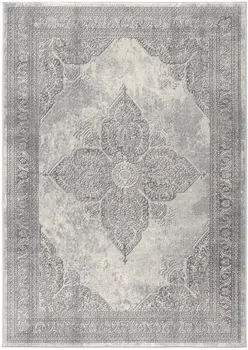 8' X 11' Gray Distressed Medallion Area Rug