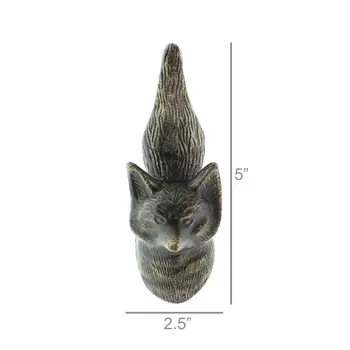 5" Brass Cast Iron Fox Dimensional Hanging Wall Hook