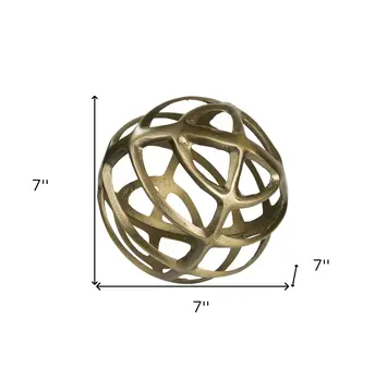 7" Brass Metal Sphere Sculpture