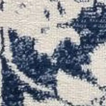 8' X 11' Navy Blue Distressed Floral Area Rug