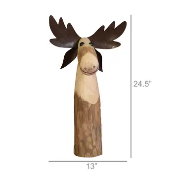 Jumbo Wood And Metal Moose Sculpture