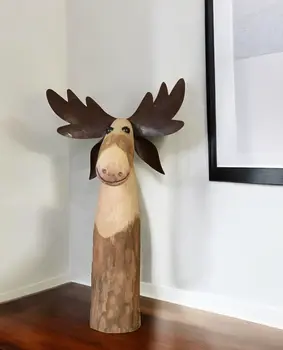 Jumbo Wood And Metal Moose Sculpture