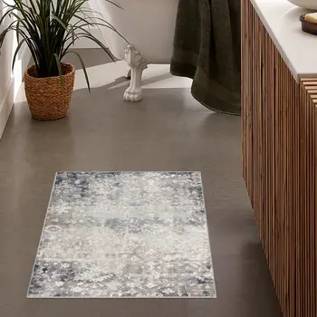 2' X 3' Navy And Beige Distressed Vines Scatter Rug