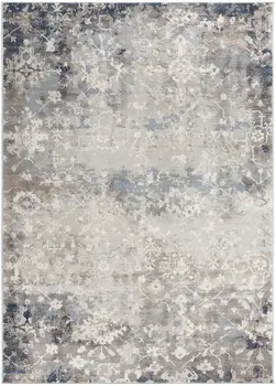 2' X 3' Navy And Beige Distressed Vines Scatter Rug