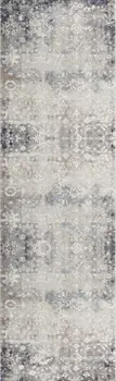 2' X 6' Navy And Beige Distressed Vines Area Rug